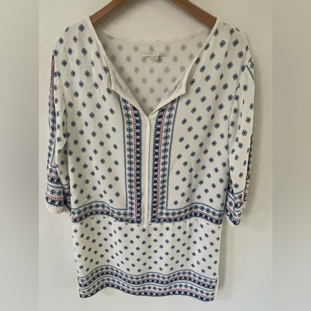 Coope & Ella Womens Aubrey Size XS Tunic Boho Festival 3/4 Sleeve MIDI Dress